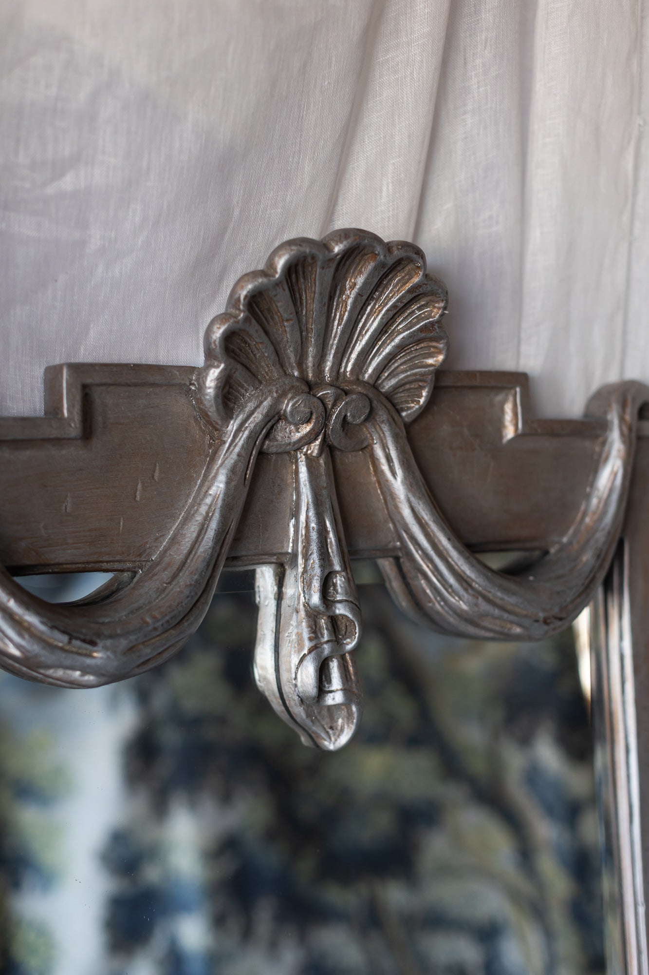Silver Shell Draped Mirror