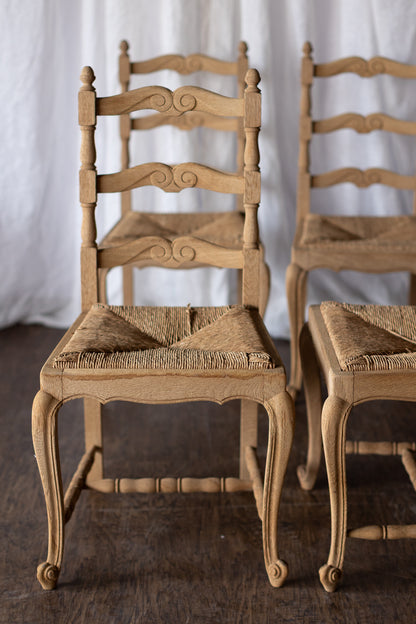 Set of Six Bleached Oak Wood Chairs