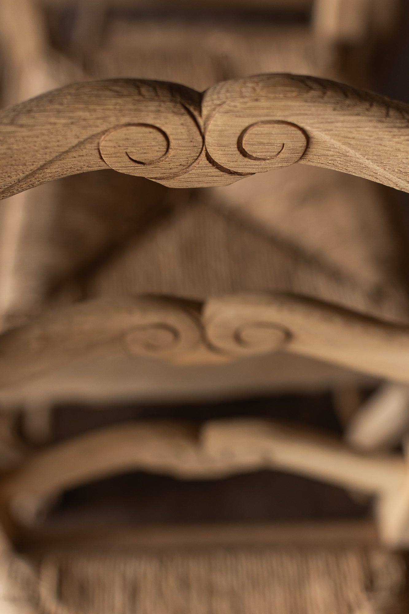 Set of Six Bleached Oak Wood Chairs