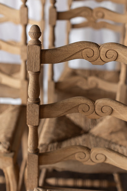 Set of Six Bleached Oak Wood Chairs