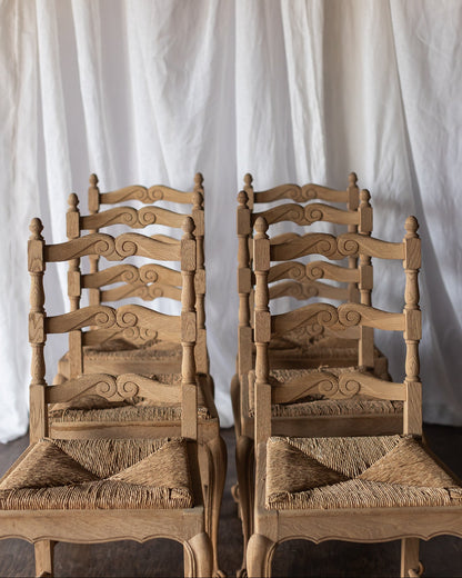 Set of Six Bleached Oak Wood Chairs