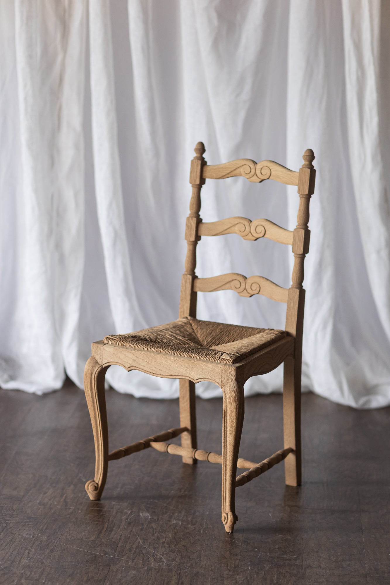 Set of Six Bleached Oak Wood Chairs