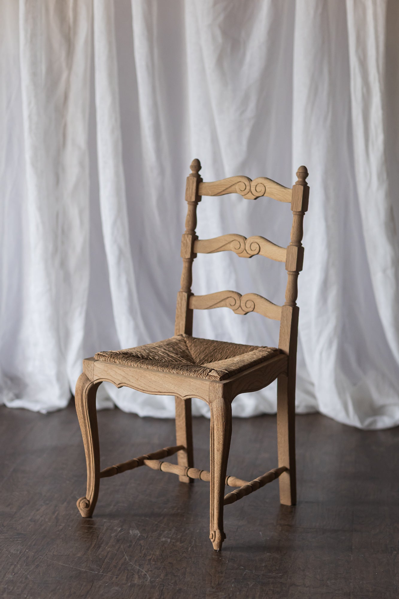 Set of Six Bleached Oak Wood Chairs