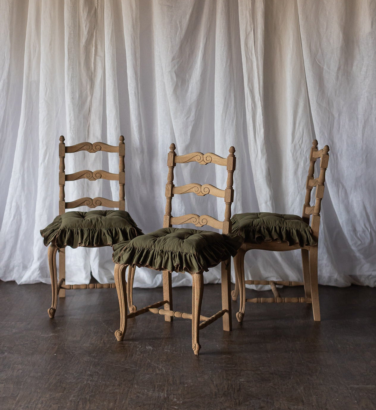 Set of Six Bleached Oak Wood Chairs