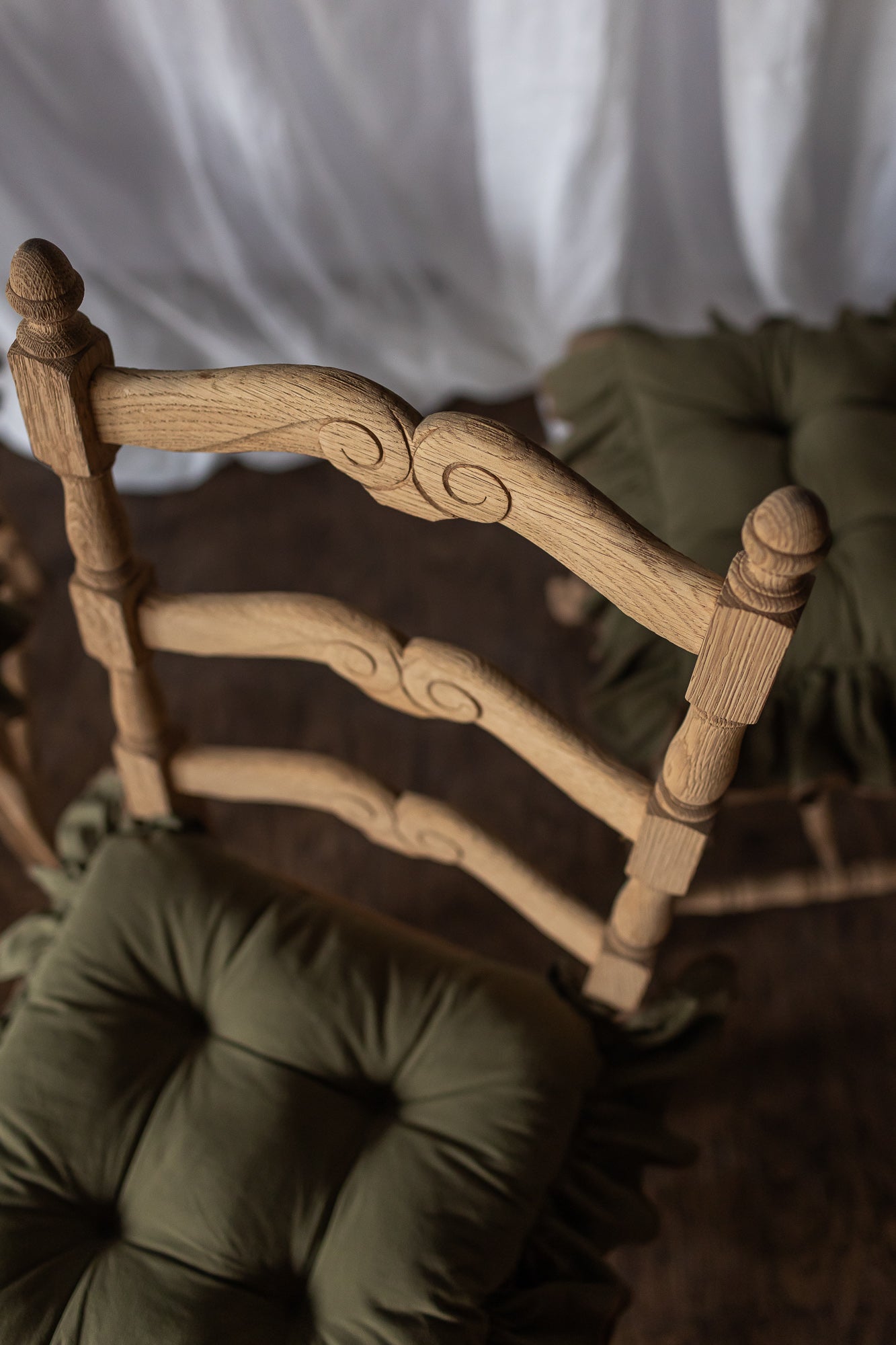 Set of Six Bleached Oak Wood Chairs