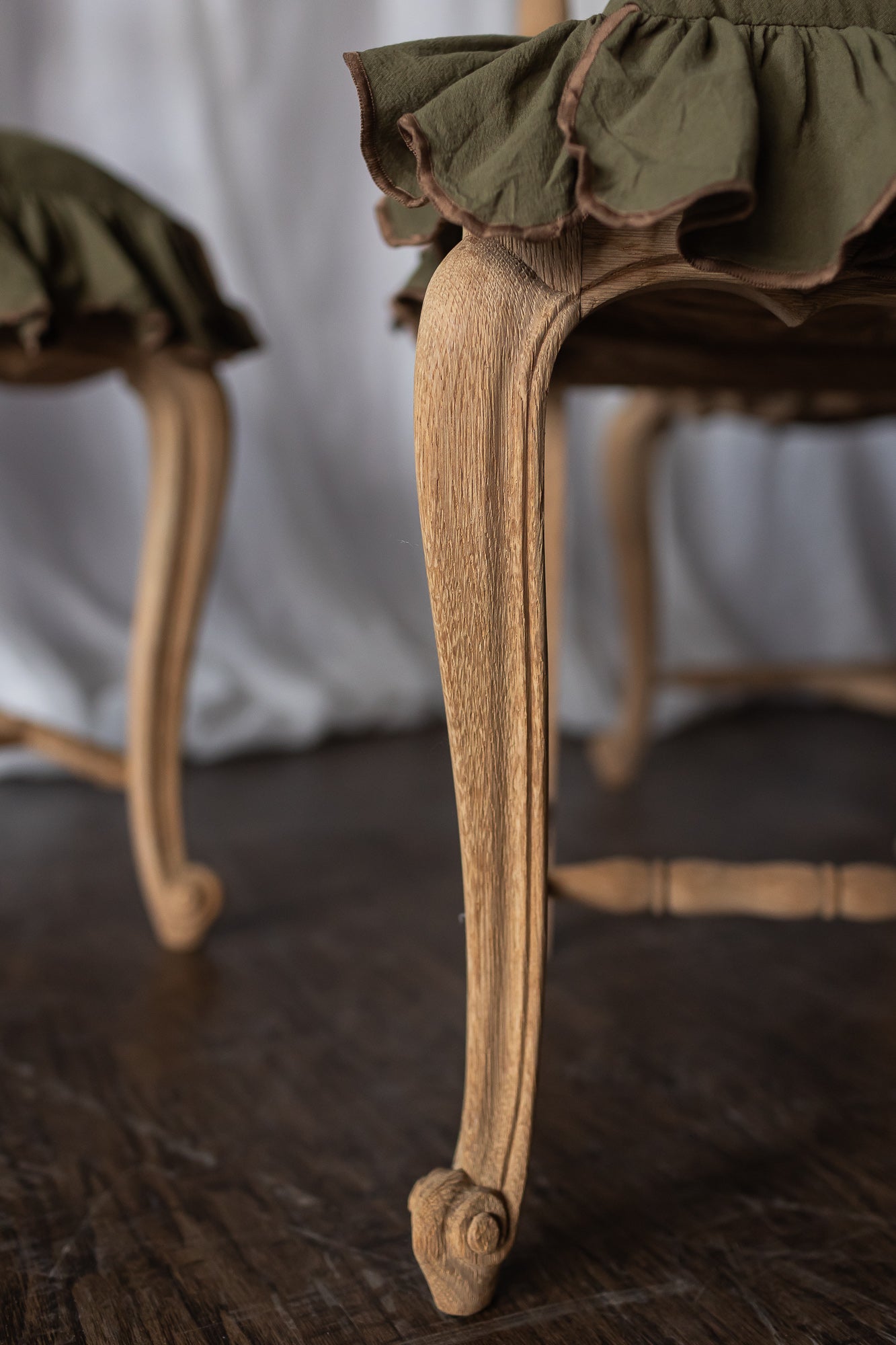 Set of Six Bleached Oak Wood Chairs