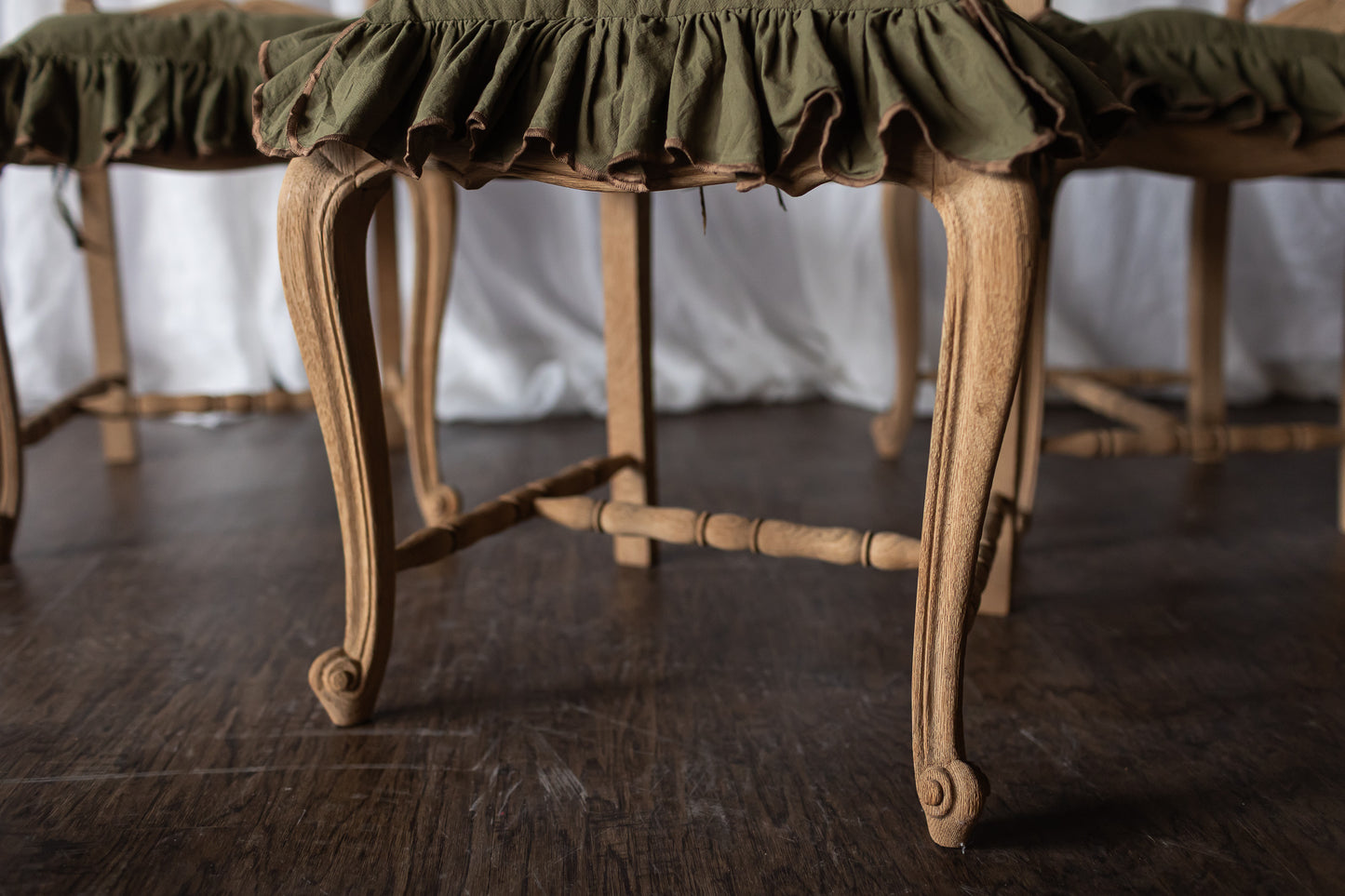 Set of Six Bleached Oak Wood Chairs