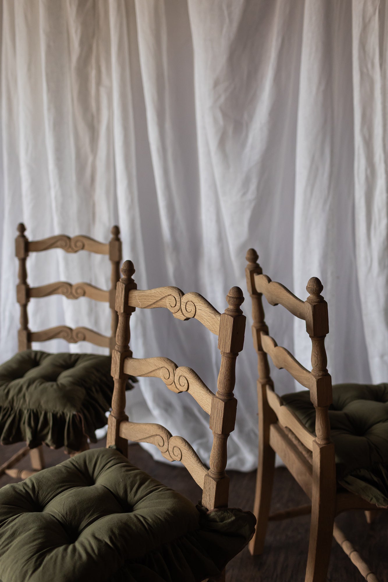 Set of Six Bleached Oak Wood Chairs
