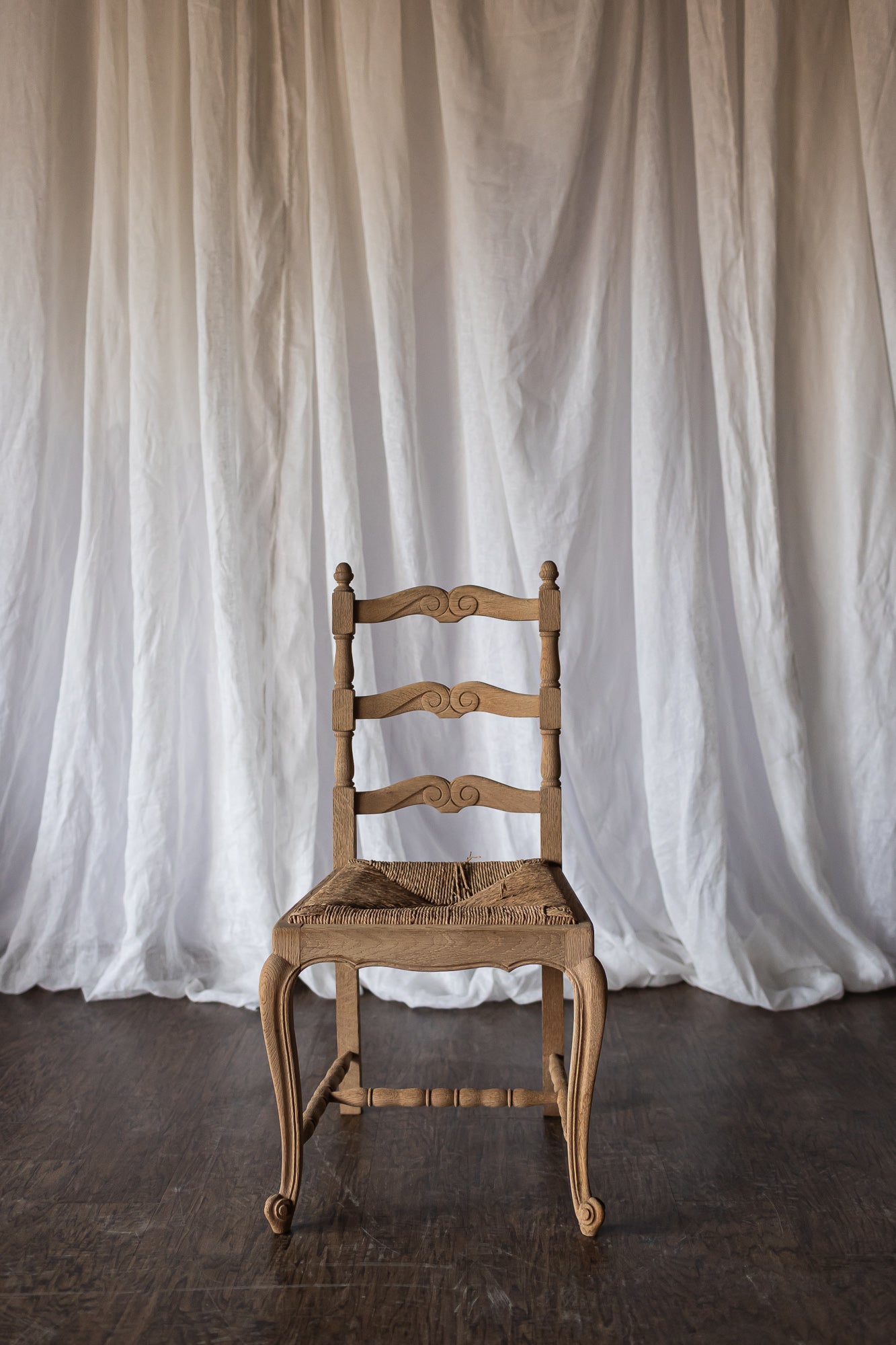 Set of Six Bleached Oak Wood Chairs