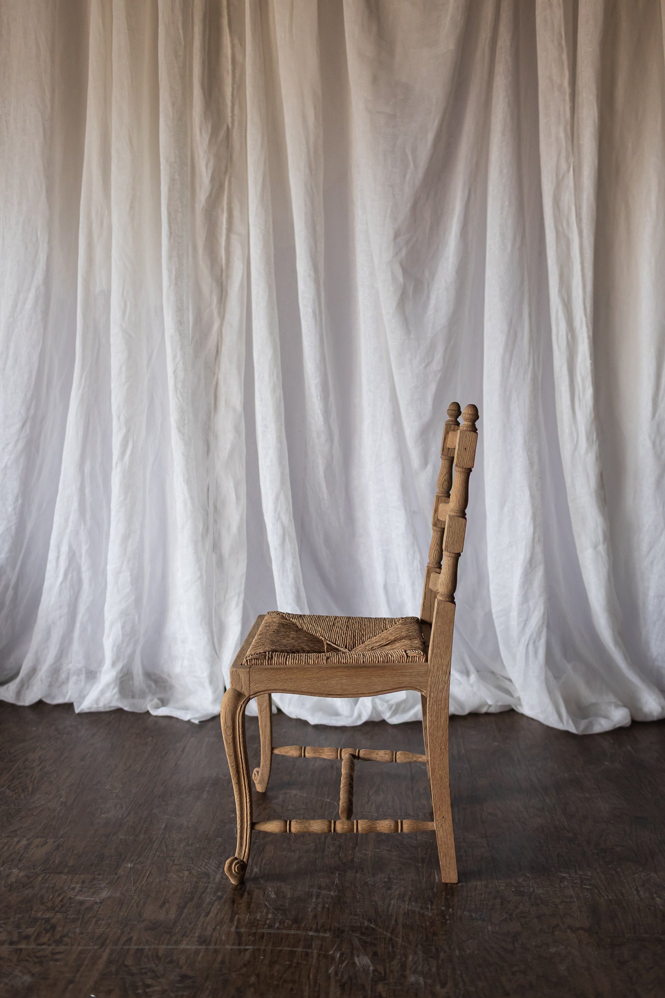 Set of Six Bleached Oak Wood Chairs