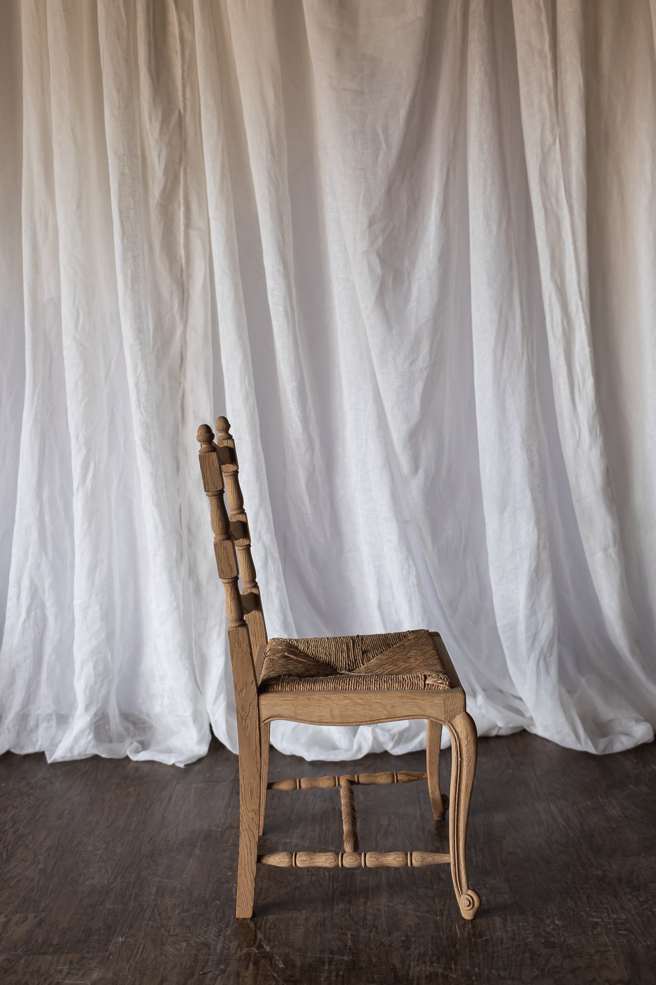 Set of Six Bleached Oak Wood Chairs