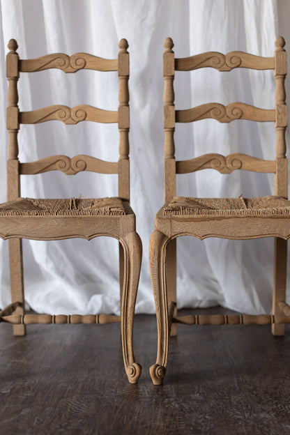 Set of Six Bleached Oak Wood Chairs
