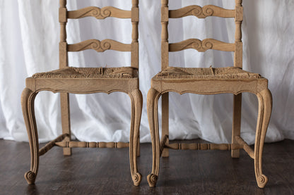 Set of Six Bleached Oak Wood Chairs