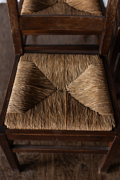 Set of Six Rush Chairs - Medium Wood Tone