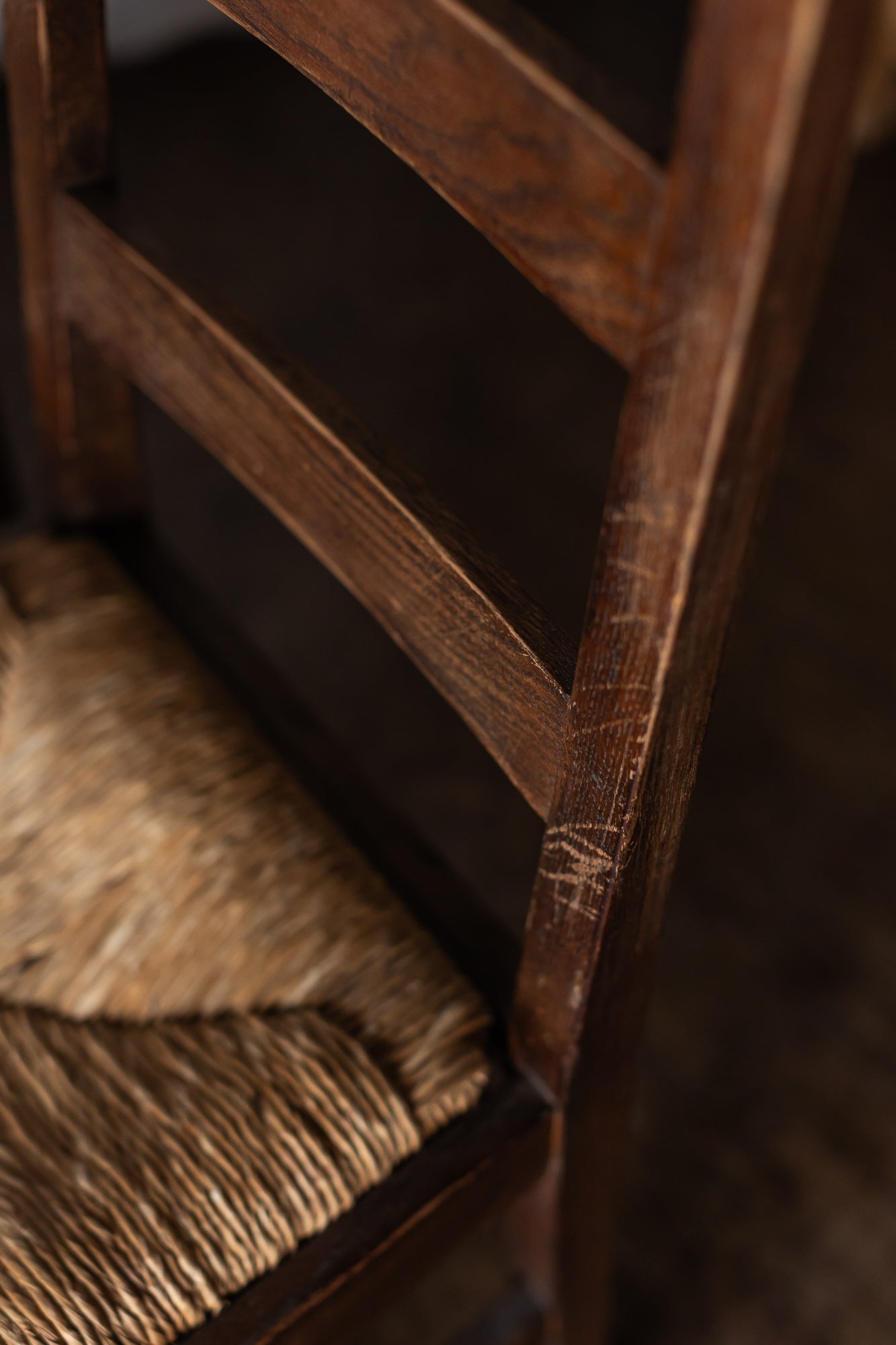 Set of Six Rush Chairs - Medium Wood Tone