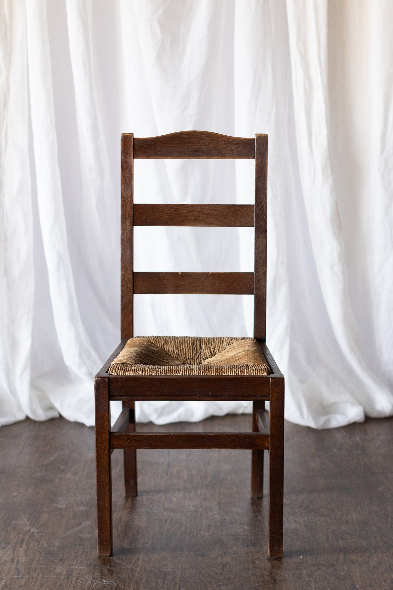 Set of Six Rush Chairs - Medium Wood Tone