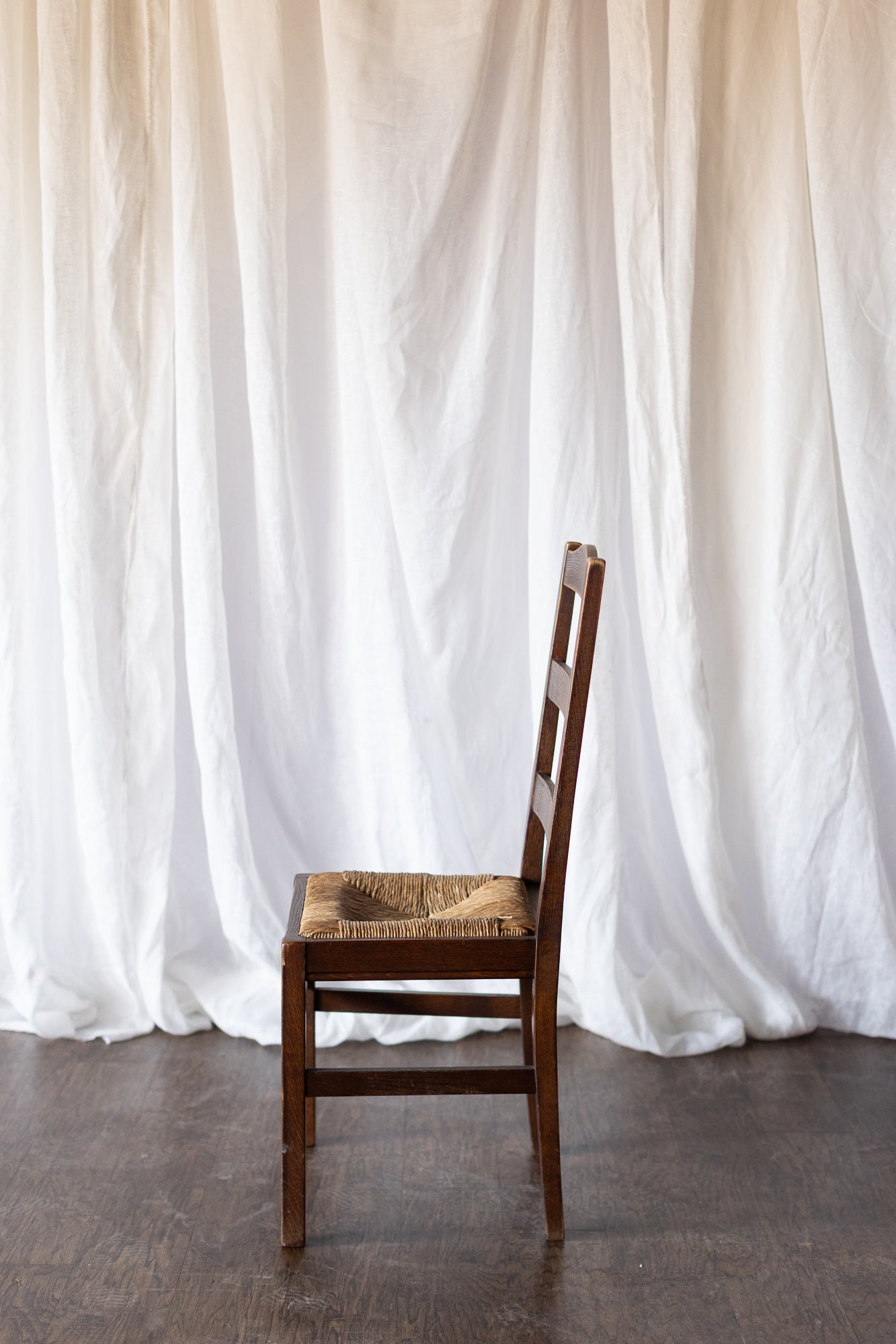 Set of Six Rush Chairs - Medium Wood Tone