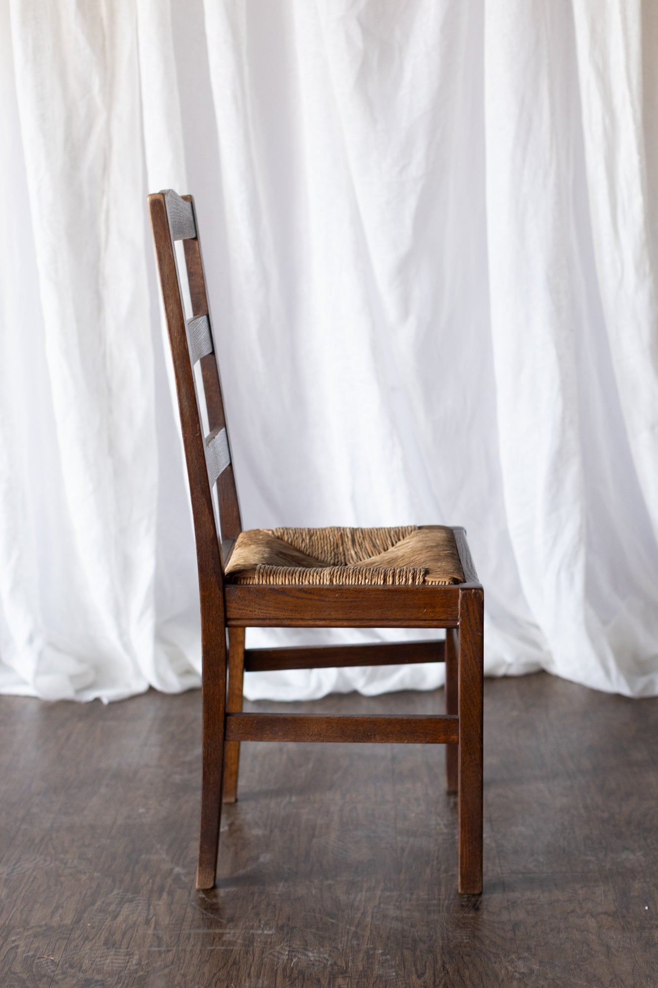 Set of Six Rush Chairs - Medium Wood Tone
