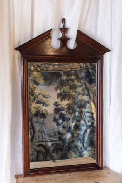 Mahogany Pediment Mirror with Finial Detail