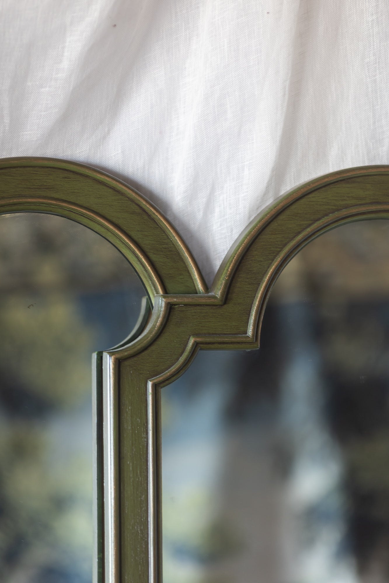 Green Arched Vintage Mirror
