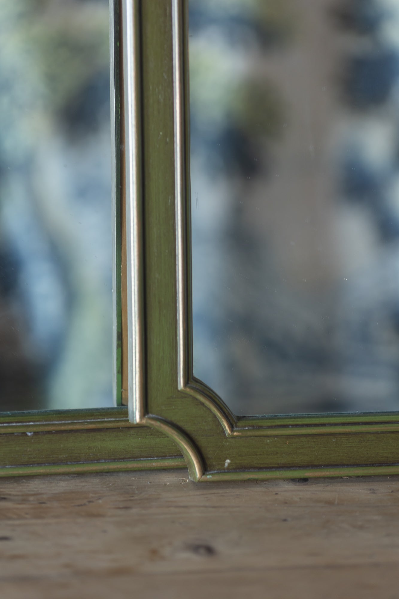 Green Arched Vintage Mirror