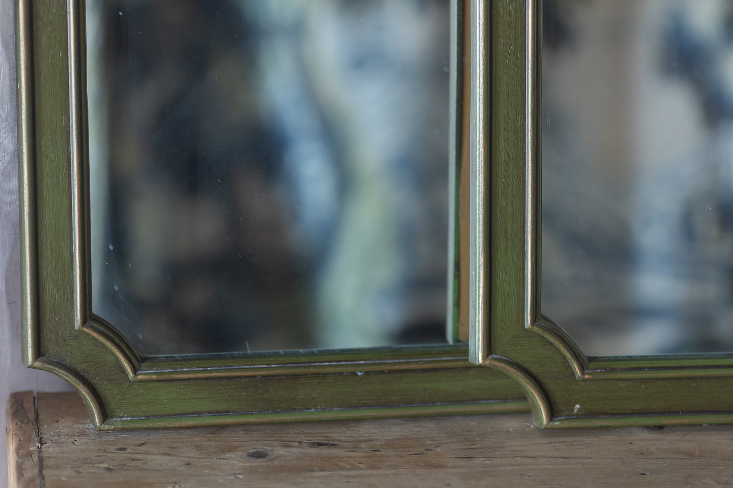 Green Arched Vintage Mirror