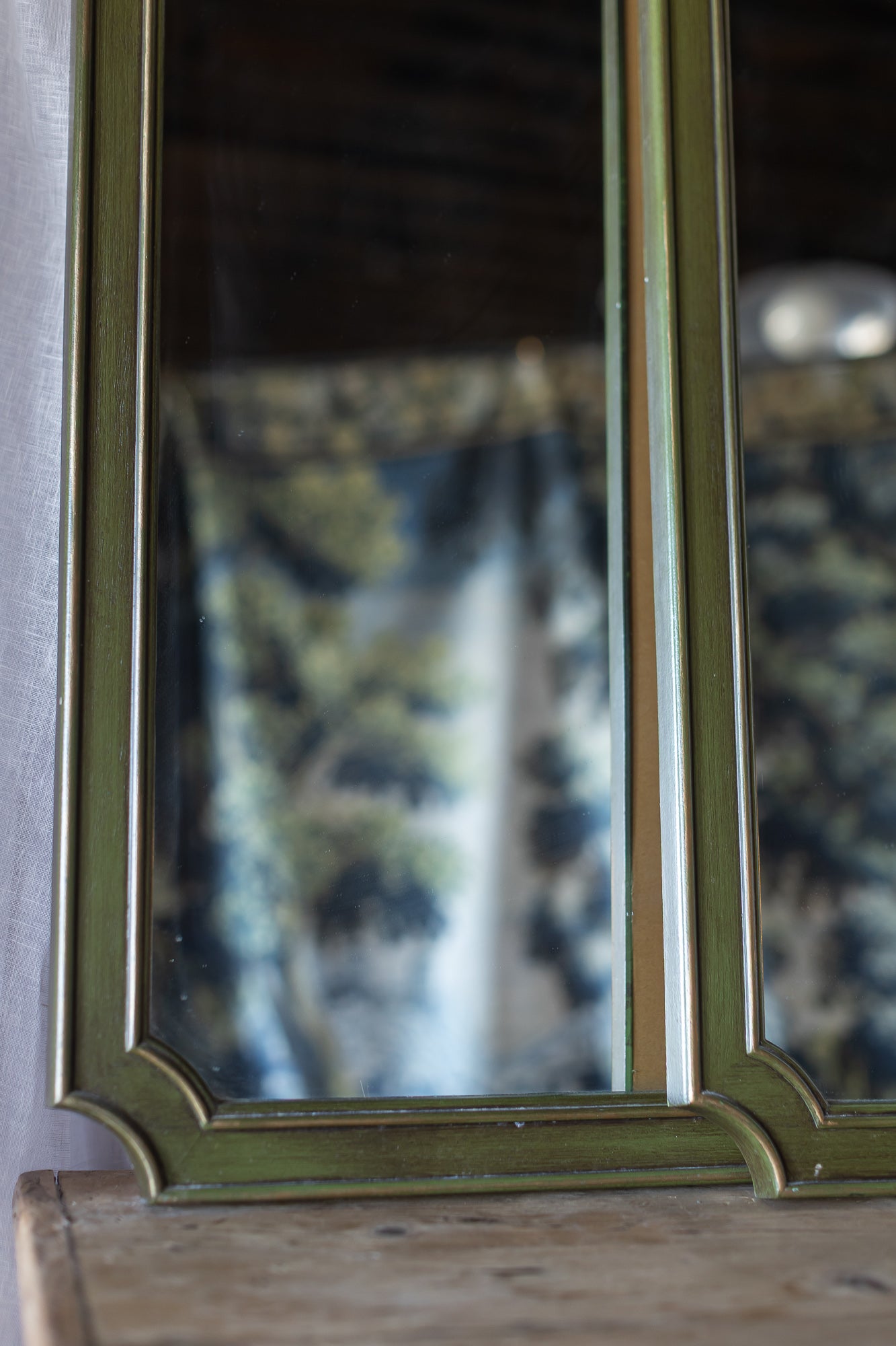 Green Arched Vintage Mirror