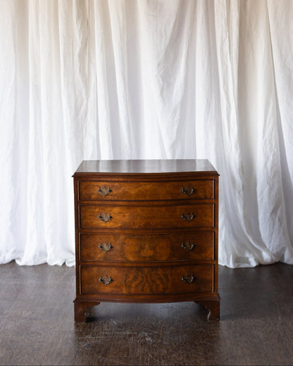 Walnut English Four Drawer Bow Front Chest