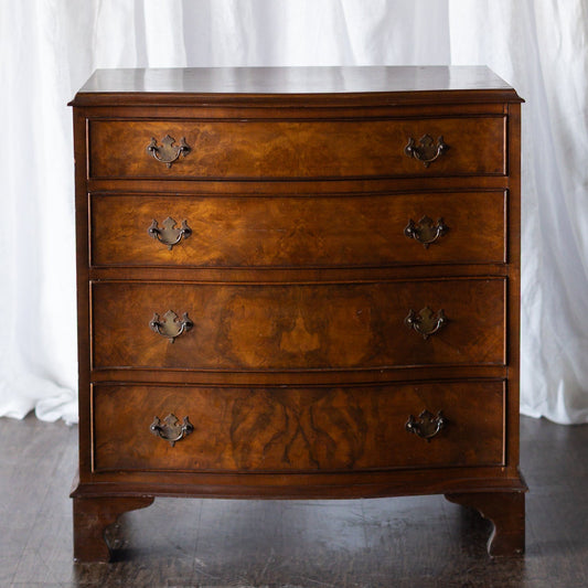 Walnut English Four Drawer Bow Front Chest