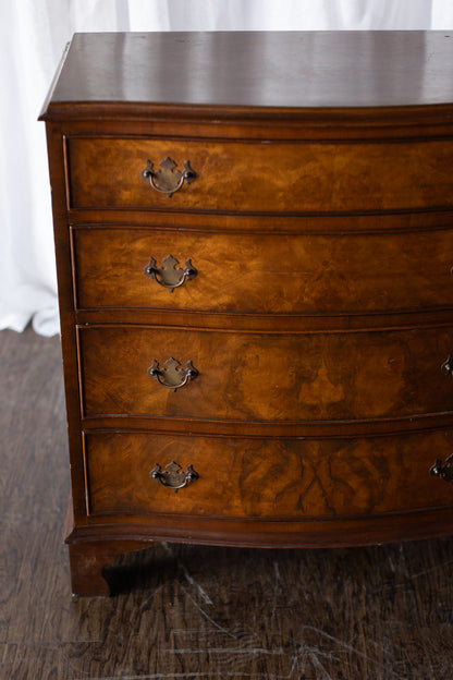 Walnut English Four Drawer Bow Front Chest