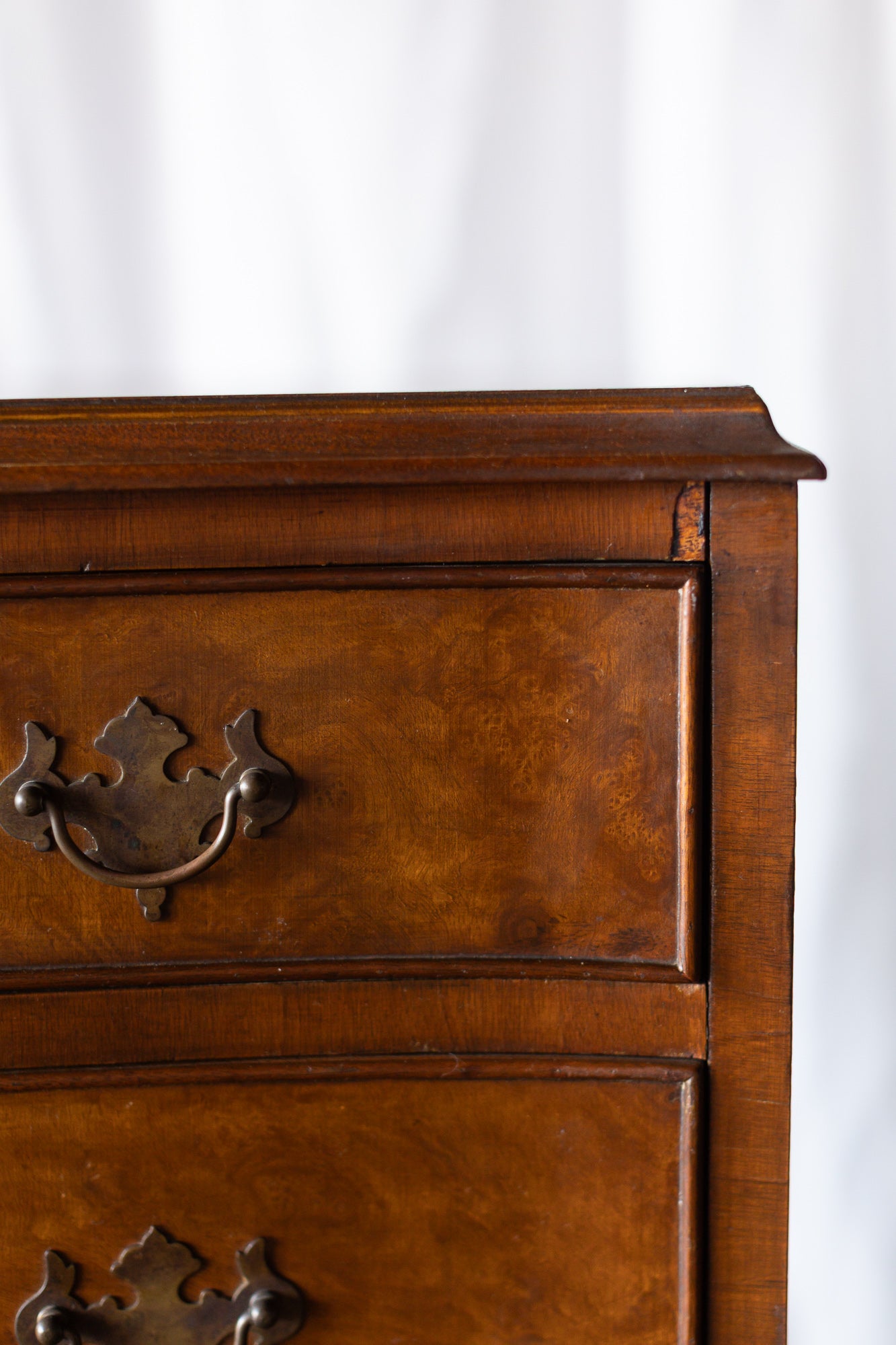 Walnut English Four Drawer Bow Front Chest