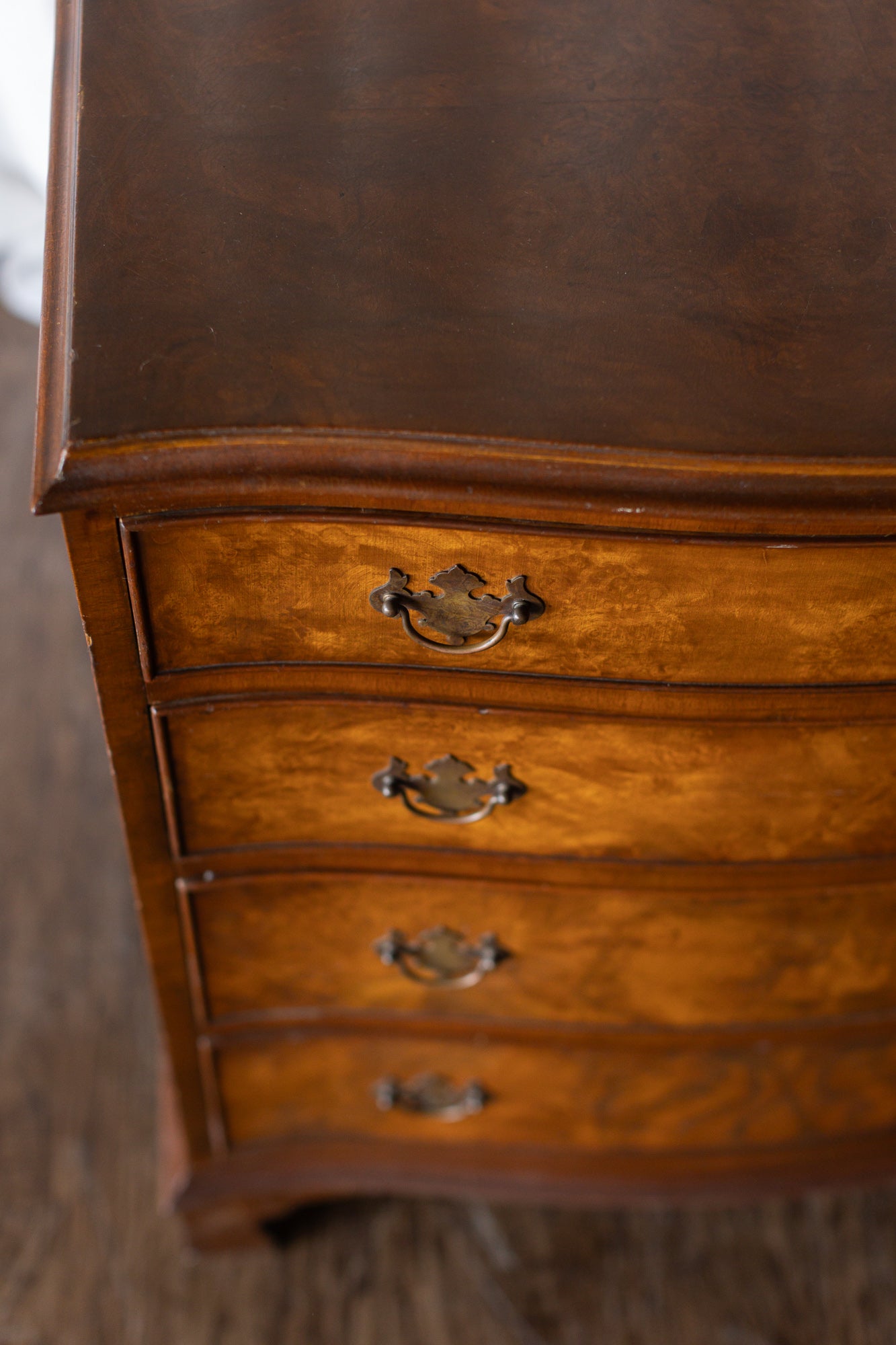 Walnut English Four Drawer Bow Front Chest