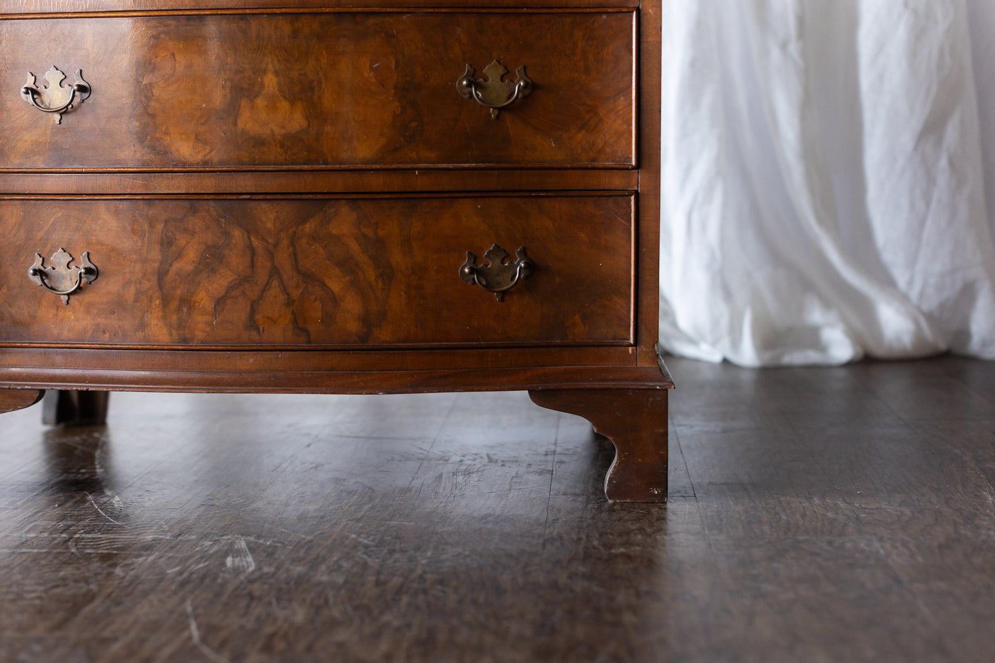 Walnut English Four Drawer Bow Front Chest