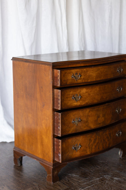 Walnut English Four Drawer Bow Front Chest