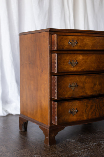 Walnut English Four Drawer Bow Front Chest