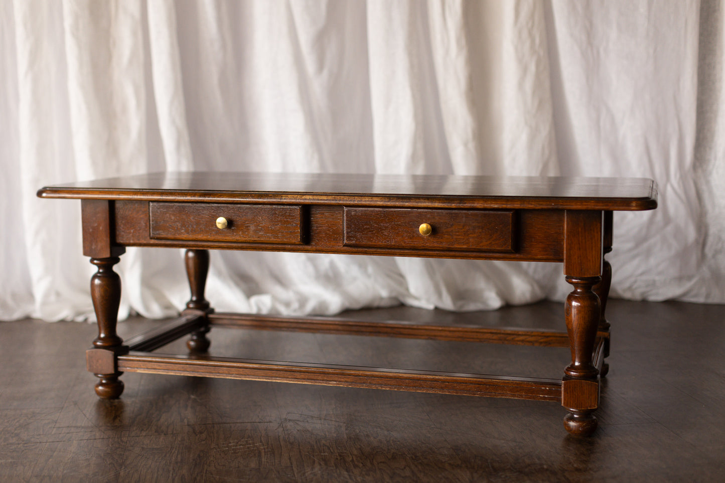 Dark Wood Turned Leg Coffee Table