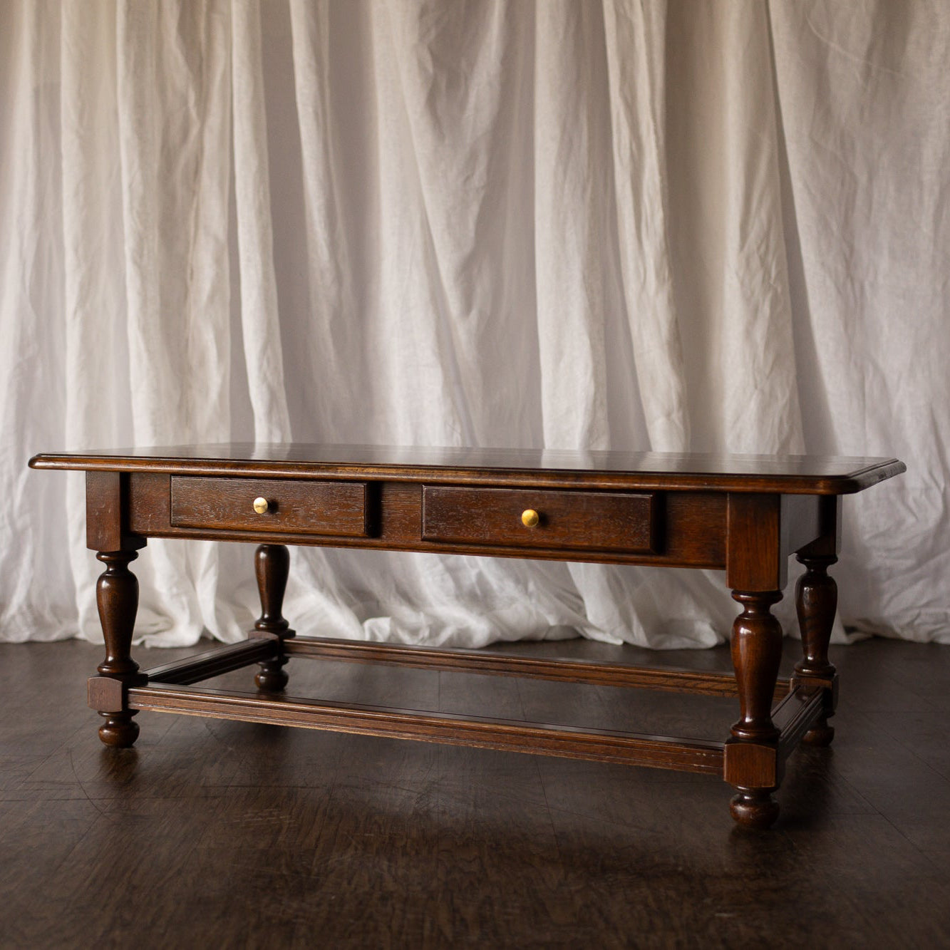Dark Wood Turned Leg Coffee Table