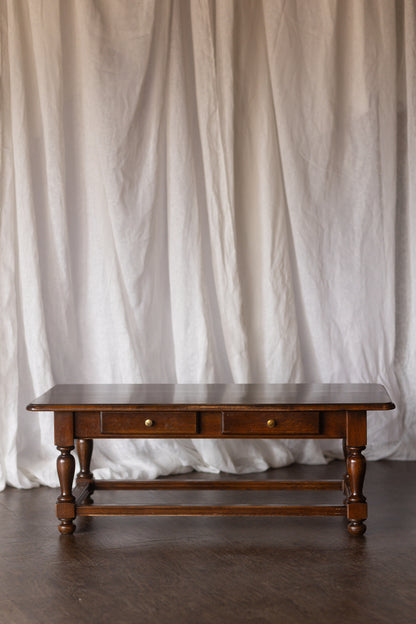 Dark Wood Turned Leg Coffee Table