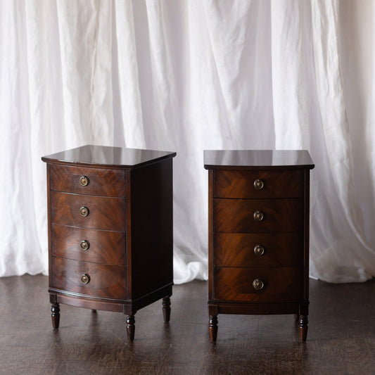 Pair of Four Drawer Nightstands with Turned Feet