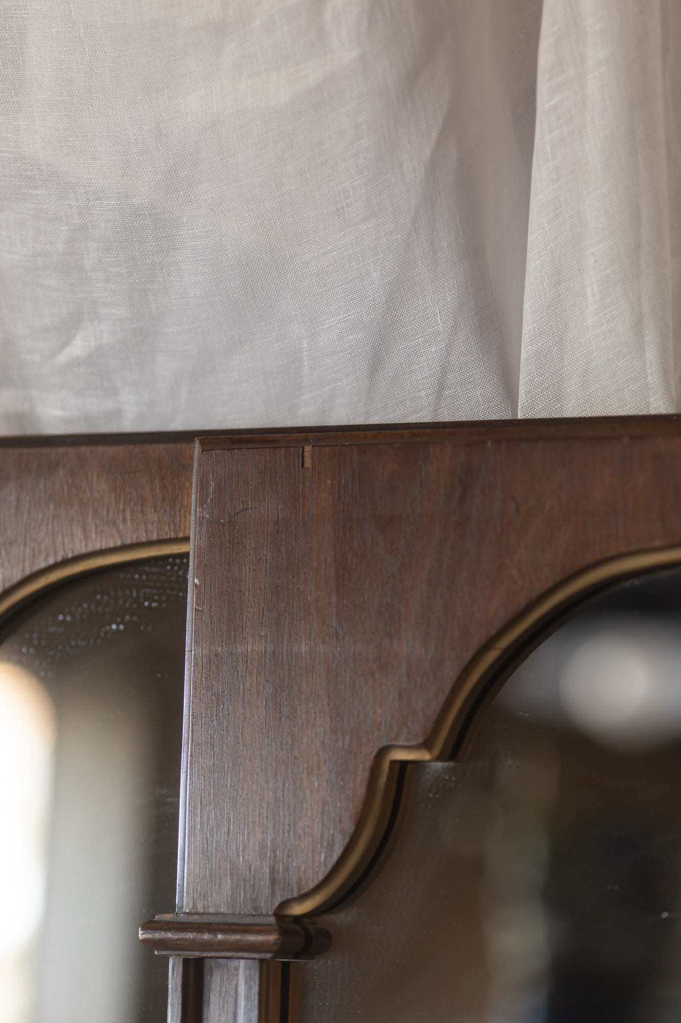 Arched Wood Mirror with Gold Detail