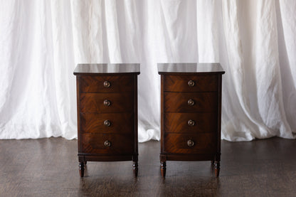 Pair of Four Drawer Nightstands with Turned Feet