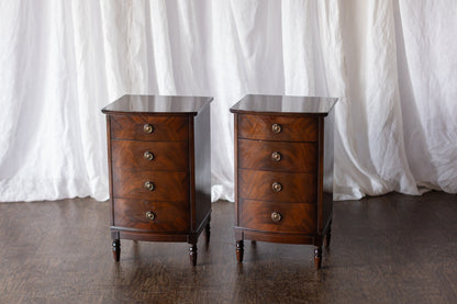 Pair of Four Drawer Nightstands with Turned Feet