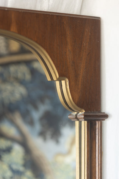 Arched Wood Mirror with Gold Detail