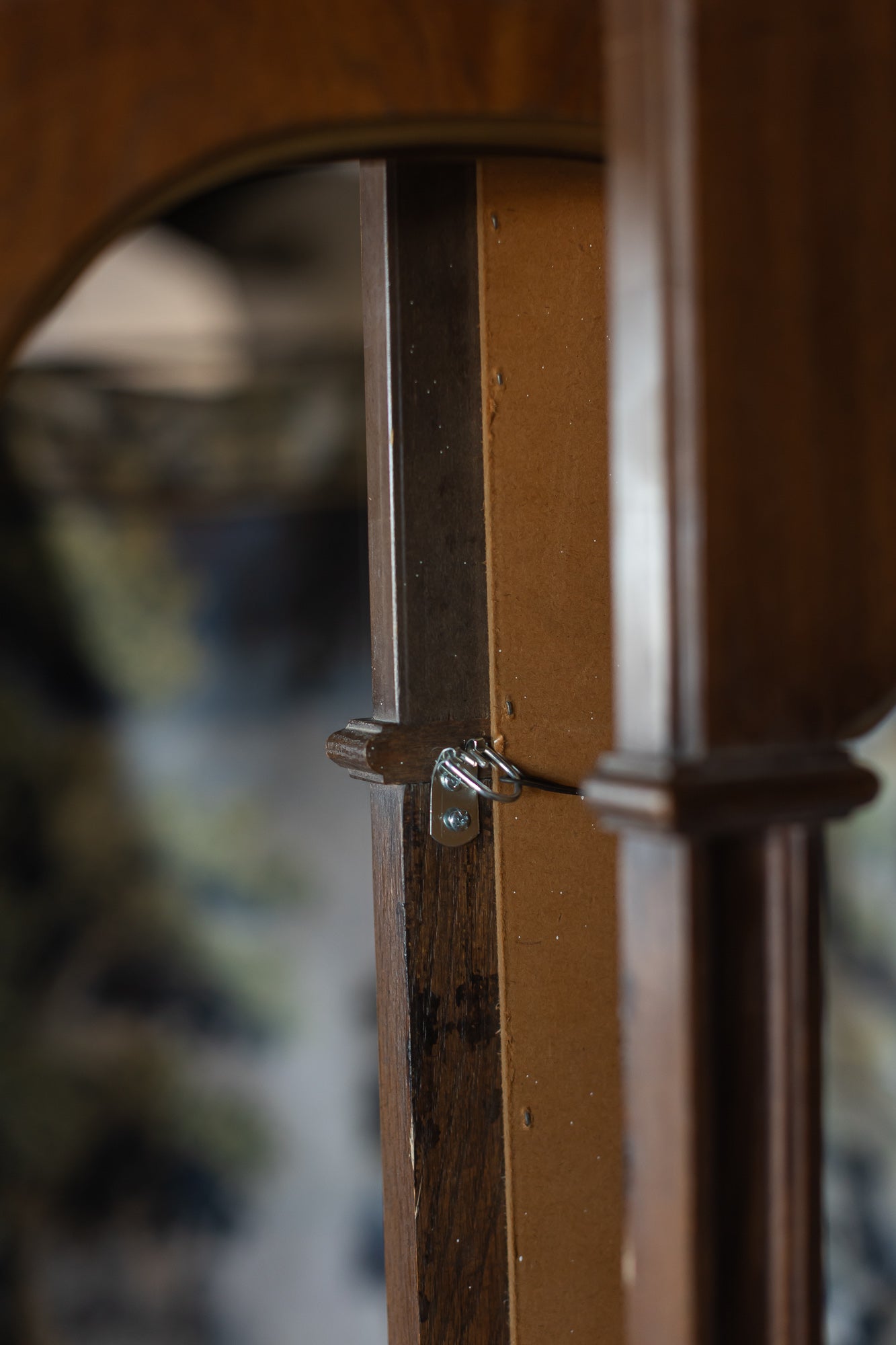 Arched Wood Mirror with Gold Detail