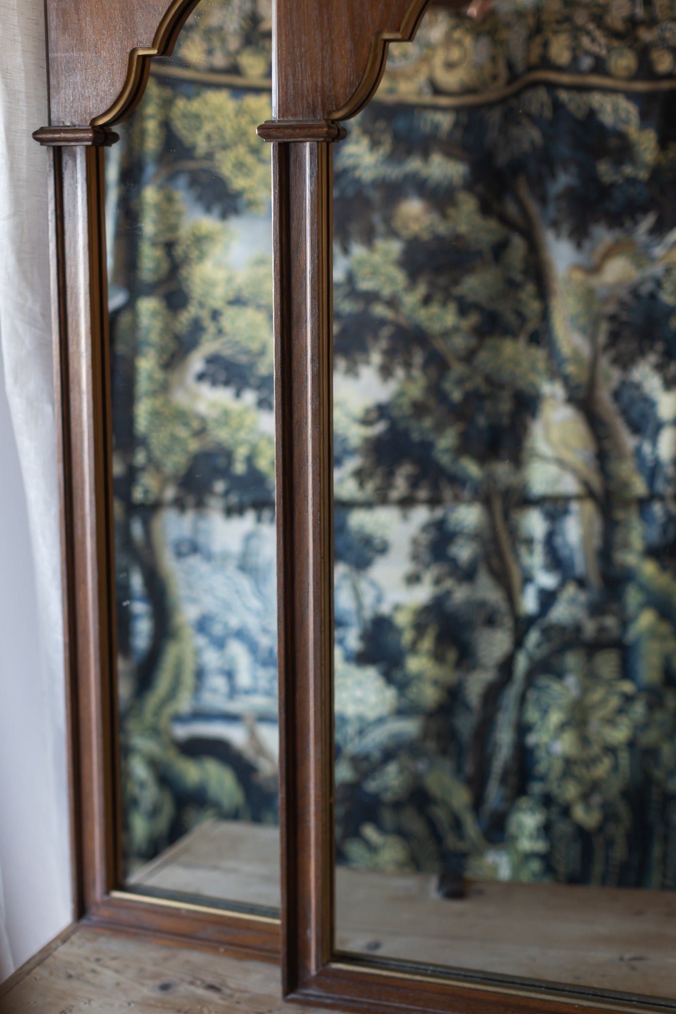 Arched Wood Mirror with Gold Detail