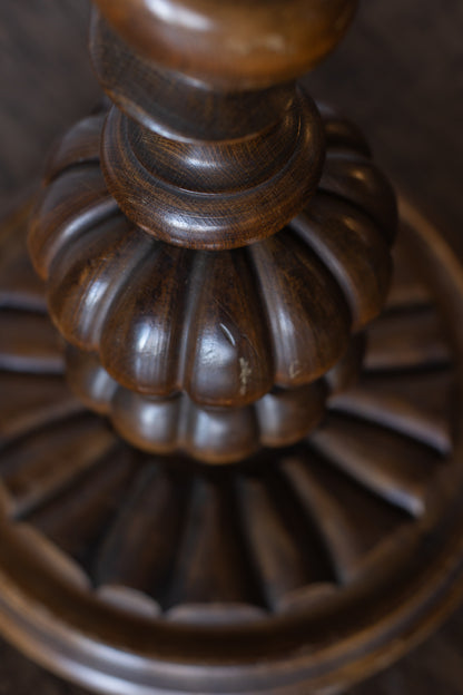 Antique Turned Oak Pedestal Accent Table
