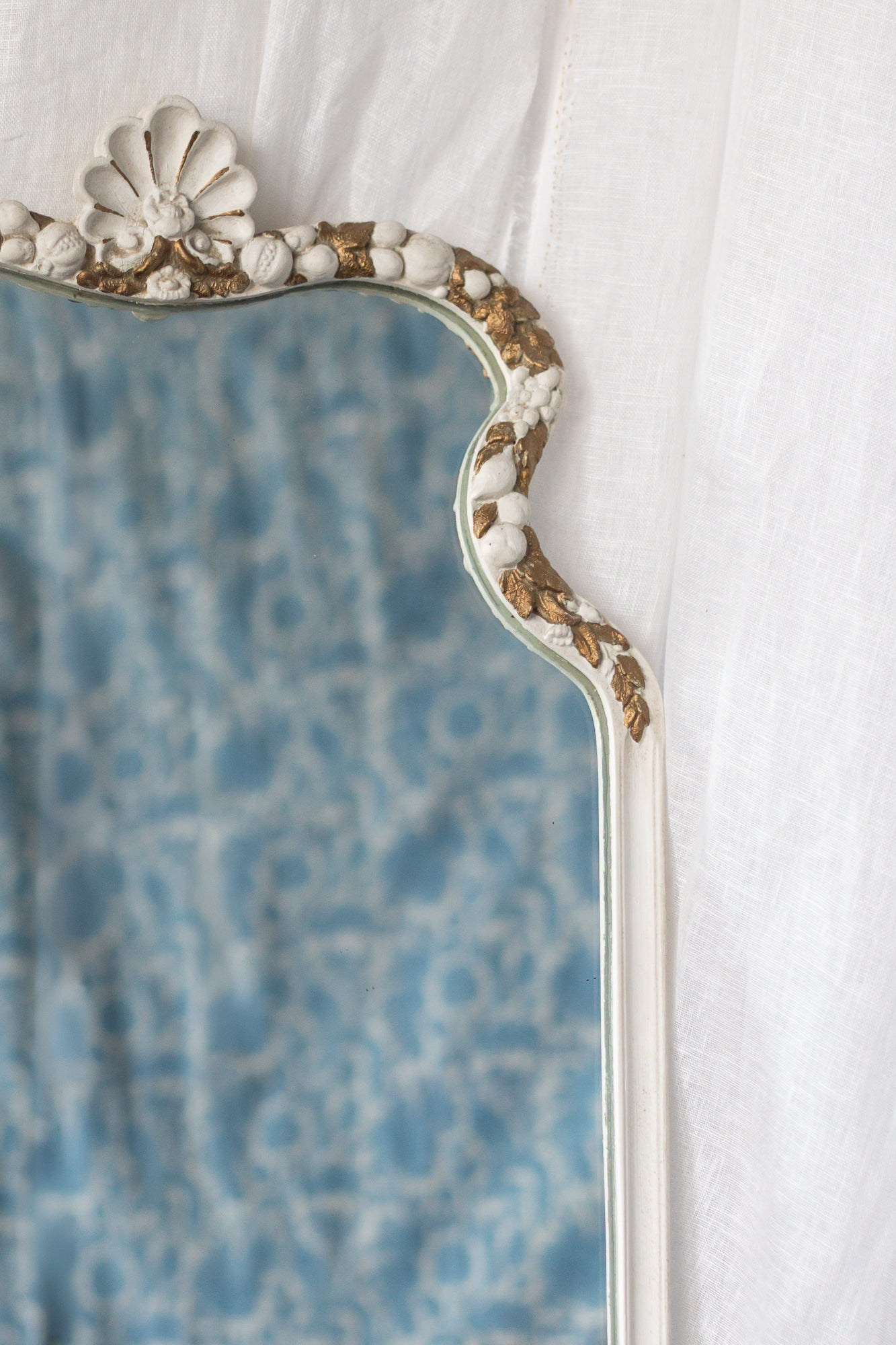 Painted White and Gold Mirror