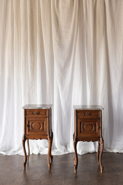 Marble Top Pair of LXV Nightstands