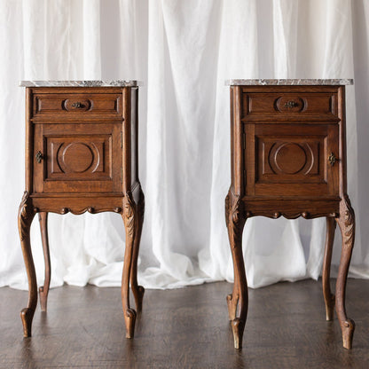 Marble Top Pair of LXV Nightstands