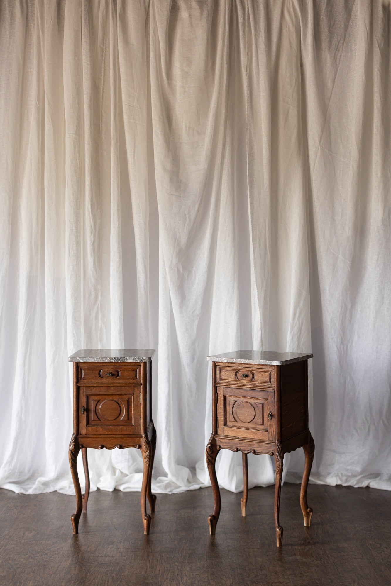 Marble Top Pair of LXV Nightstands